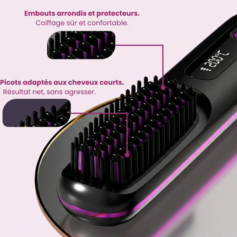 GlowBrush™ – Brosse Lissante Chauffante Portable