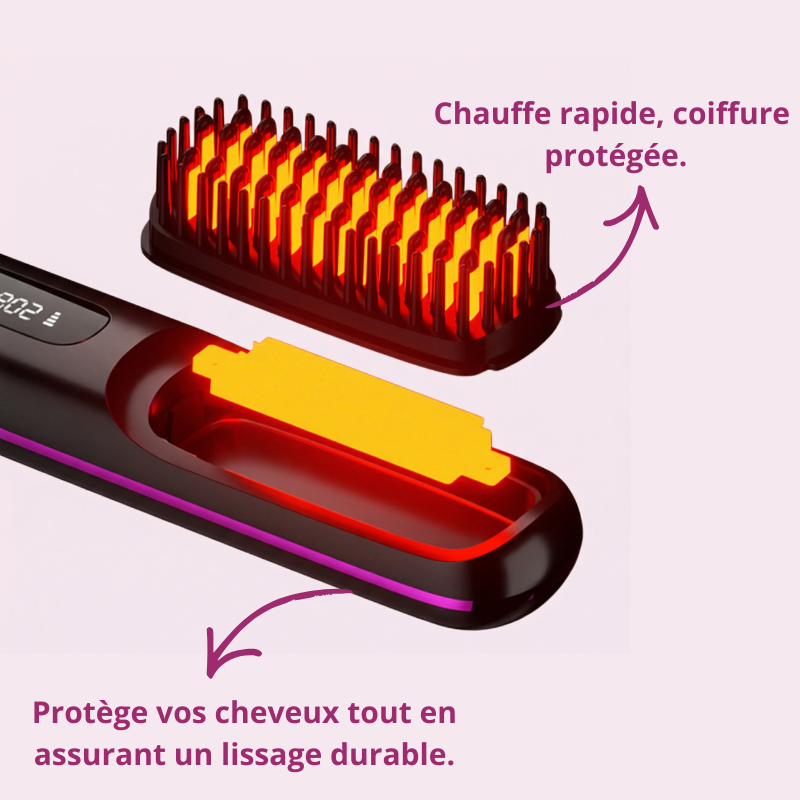 GlowBrush™ – Brosse Lissante Chauffante Portable