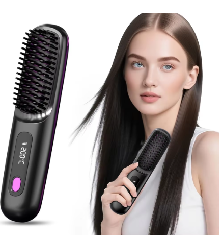 GlowBrush™ – Brosse Lissante Chauffante Portable