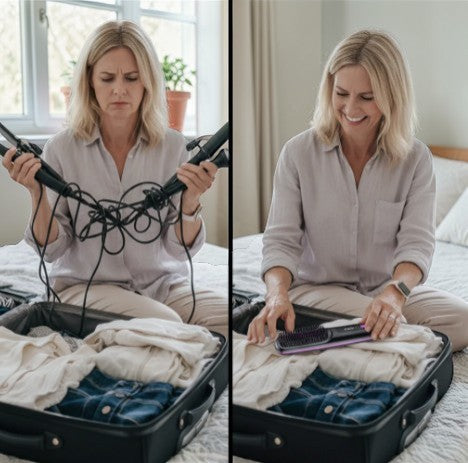 GlowBrush™ – Brosse Lissante Chauffante Portable